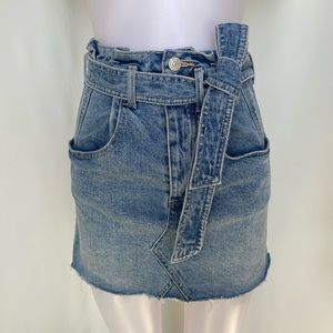 We The Free Paper Bag Belted Denim Mini Skirt-Size 24